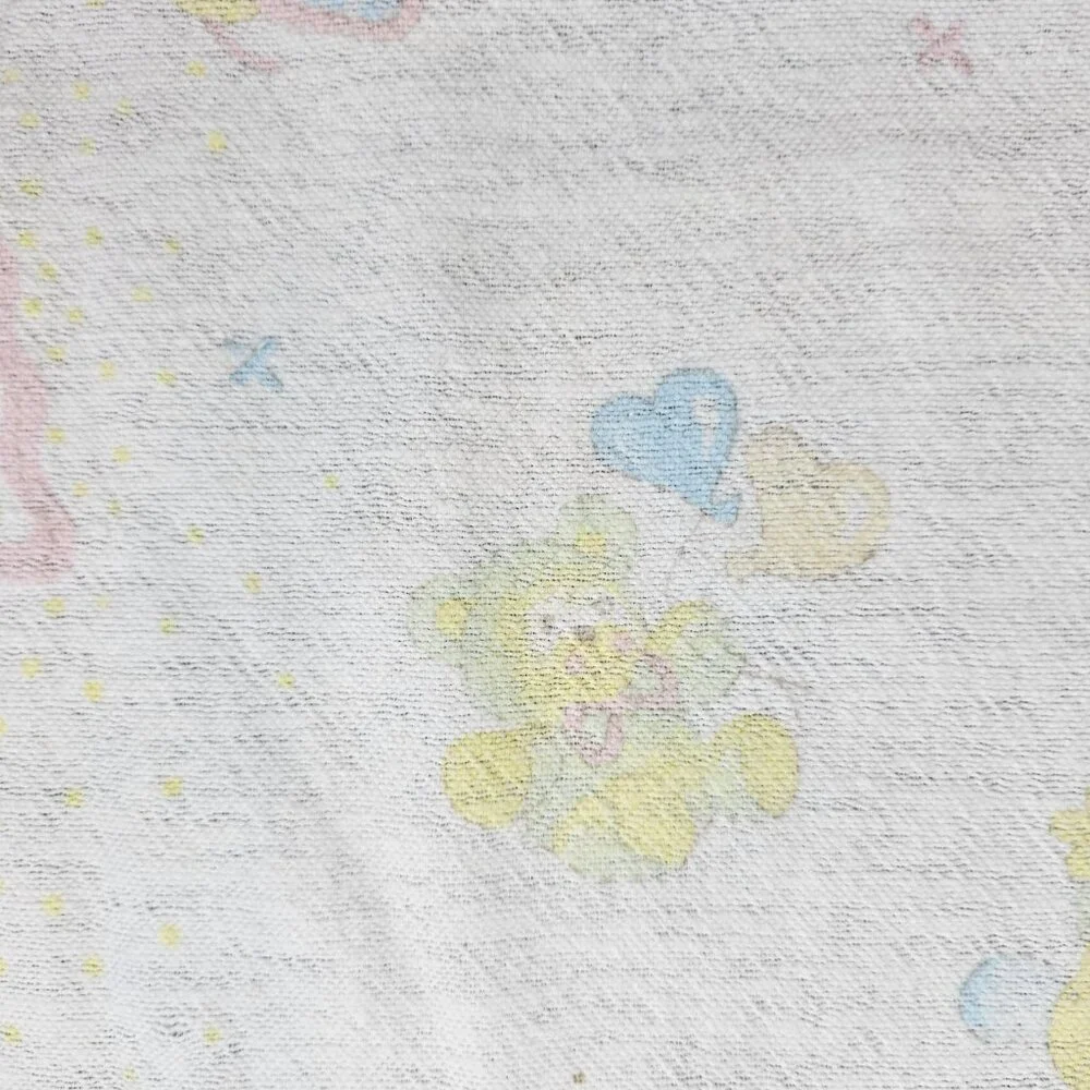 Vintage Baby Receiving Blanket Pastel Animals Hugs Kisses Bunny Kitty Dog Hearts